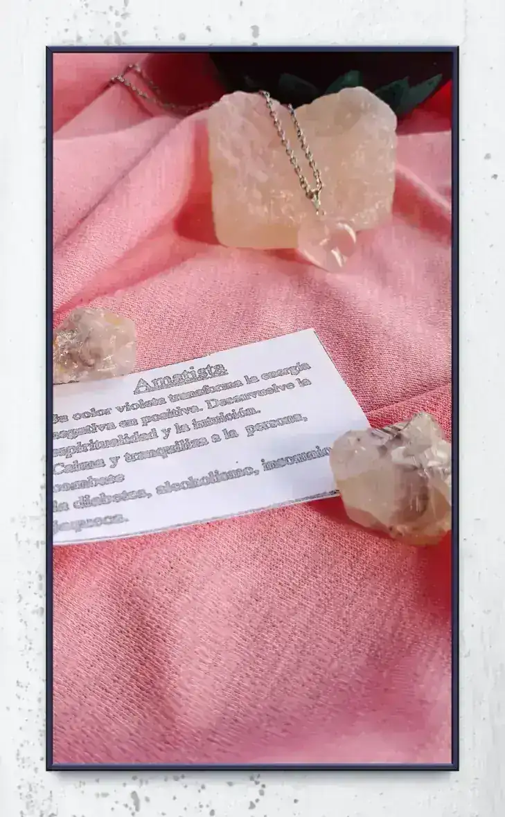 Dije amatista rosa corazón  3