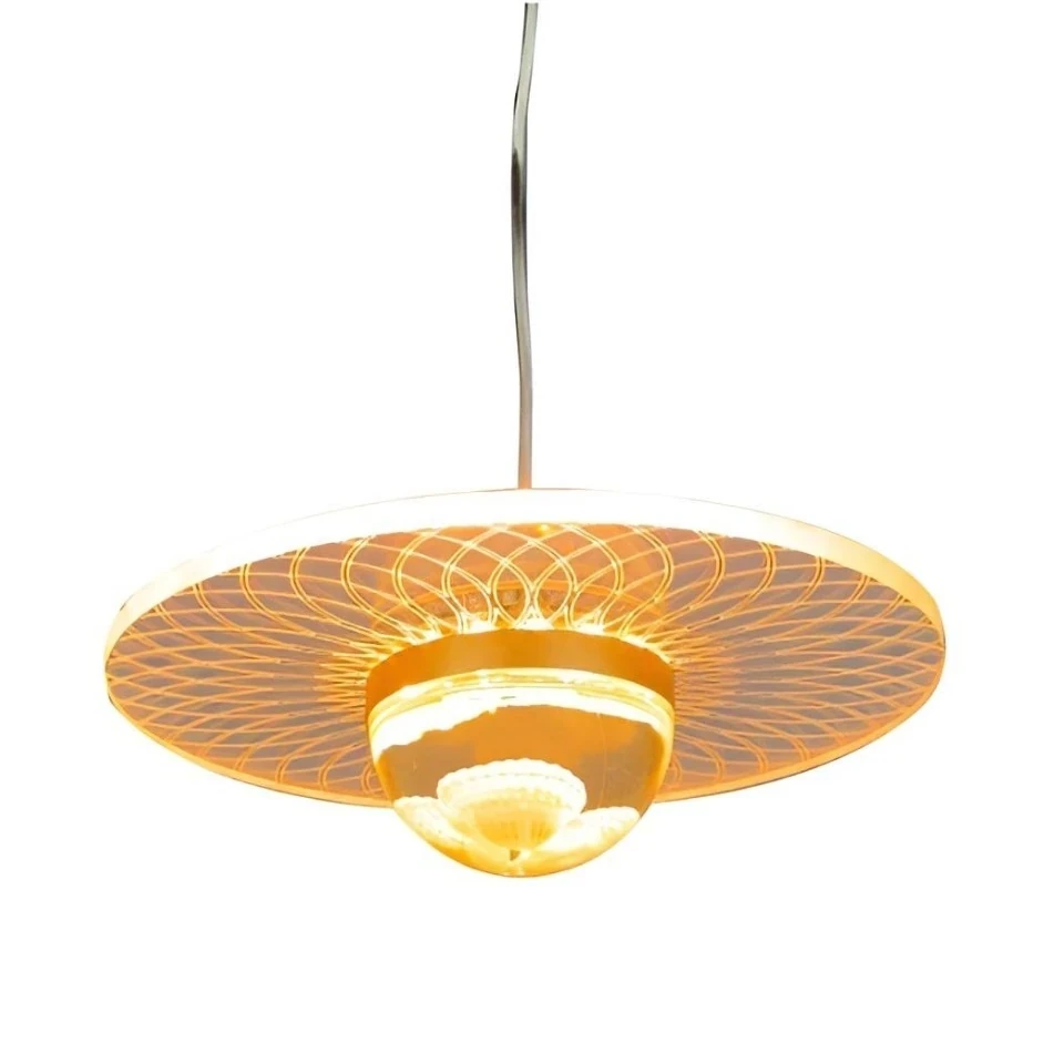 LAMPARA COLGANTE LED 5*3W, 3000K 4000K 6000K, 85-265V,METAL+ACRILICO, COLOR DORADO, D:16CM*5.5CM, CABLE 187CM 3