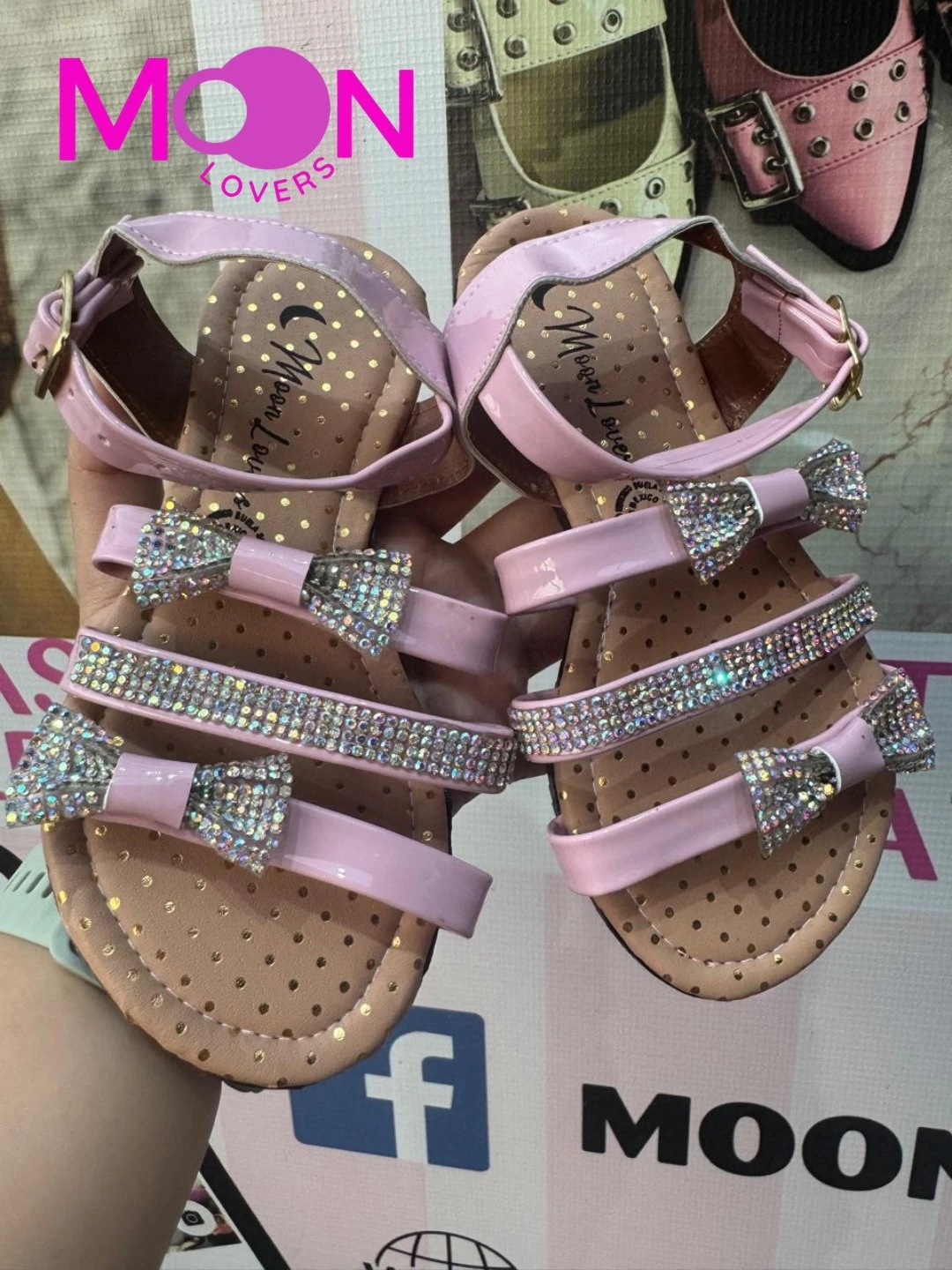 Mod.1050 Sandalia Niña Mayoreo Rosa moños brillos