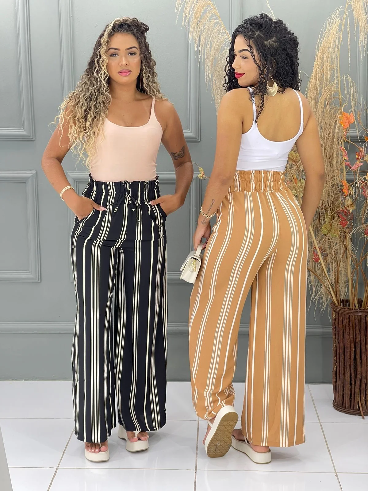 Calça pantalona listrada 9