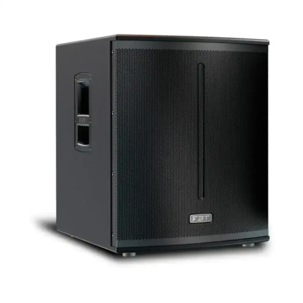 ORIGINAL FBT X SUB 118S   ) Equipado con un solo woofer de 18″ de alto rendimiento, el X SUB 118SA está equipado con un amplificador Clase D de 1200W, DSP con 4 presets, que permite una amplia personalización de las frecuencias bajas extendidas hasta valores medios-altos. La estructura multicapa es especialmente hecho para resolver todas las necesidades más dispares, desde giras hasta la instalación fija. El soporte de soporte M20 permite el montaje de un satélite y un rango de frecuencia de 136dB.