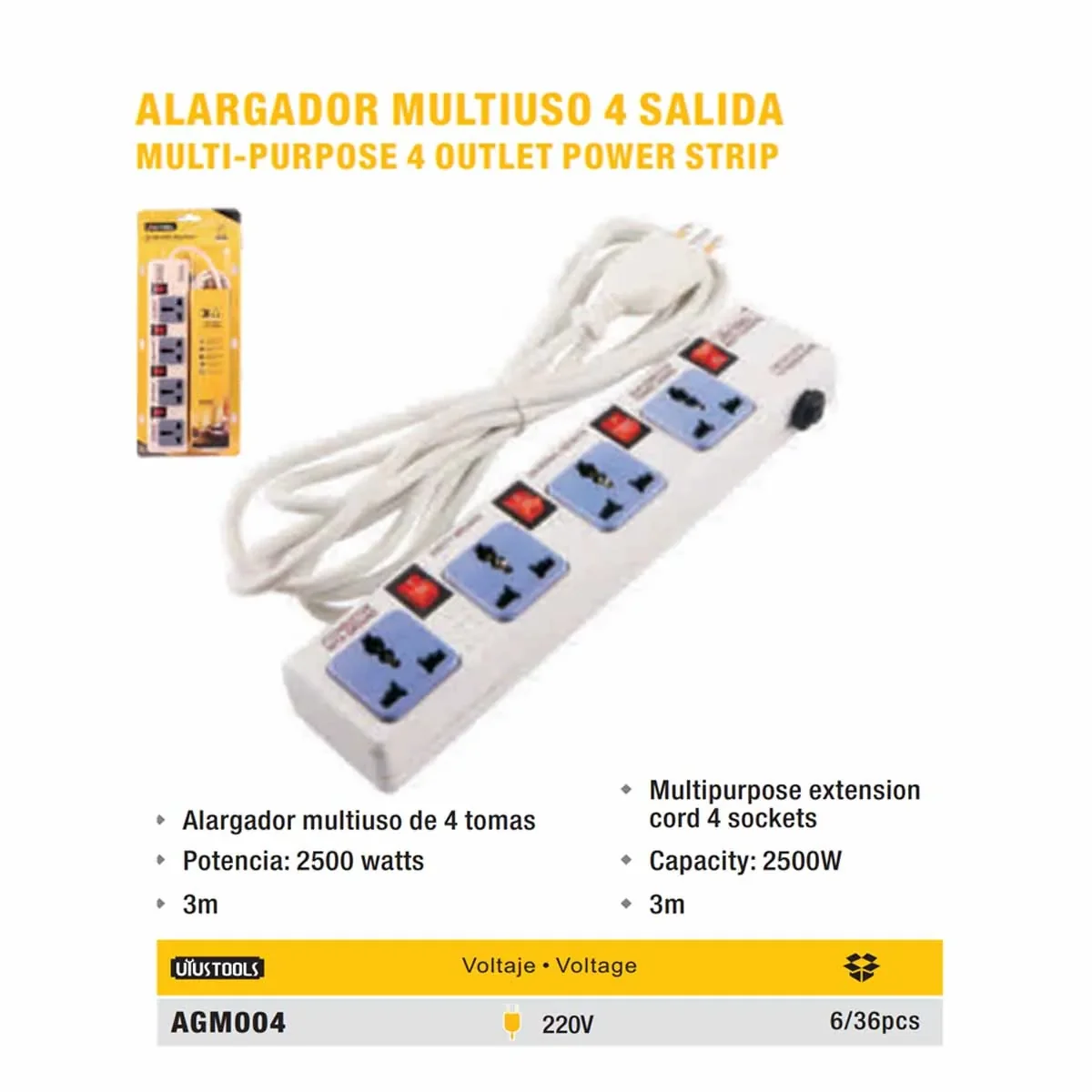 ALARGADOR MULTI UYUST (cortapico) 4Tomas 3M