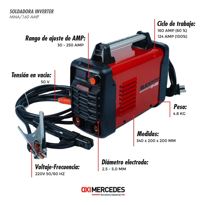 Soldadora Inverter Electrodos Bp-250i 160a Black Panther Rojo 2