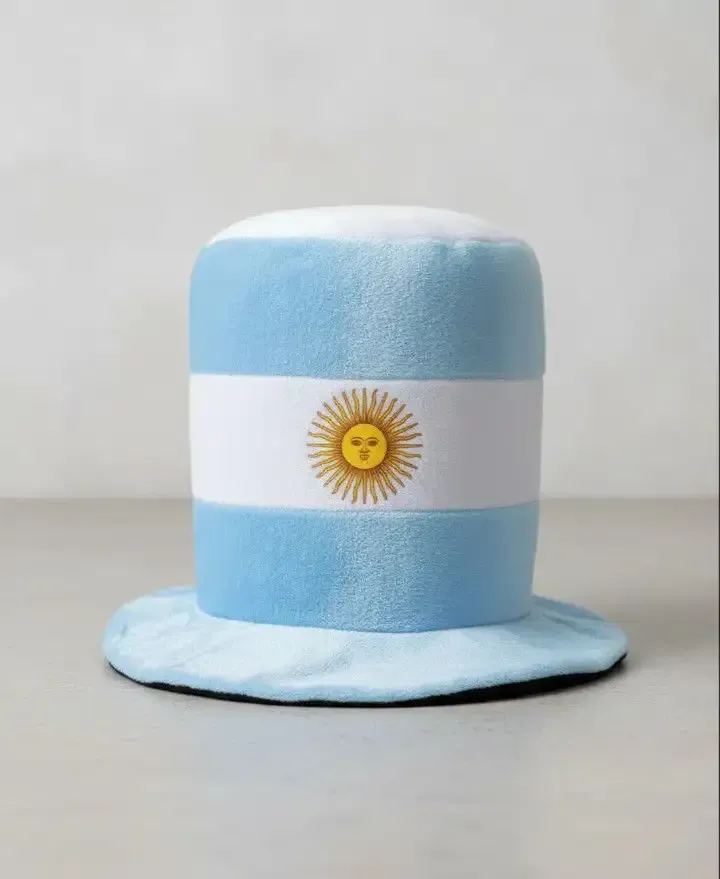 Sombrero/gorro galera argentina celeste y blanco  2