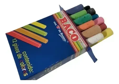 Caja con 12 gises de colores delgados 2