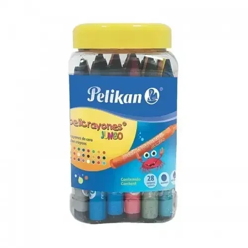 Crayolas pelikan con 28 colores jumbo bote  4