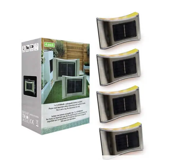 Set 4 Lámparas De Pared Con Luz LED Y Panel Solar  3