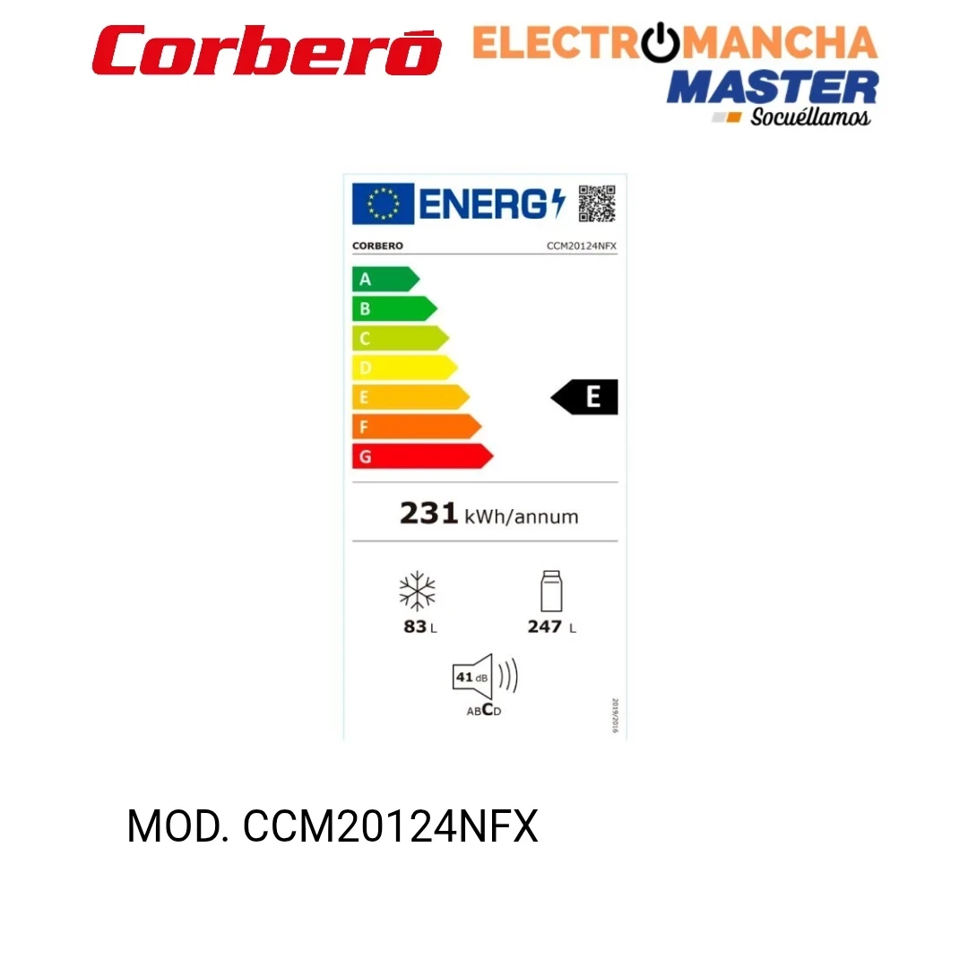 FRIGO COMBI CORBERO CCM20124NFX NF 2,01*60 INOX CLASE E  3