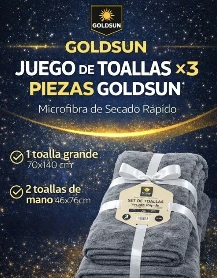 JUEGO DE TOALLAS 3 MICROFIBRA SECADO  RÁPIDO