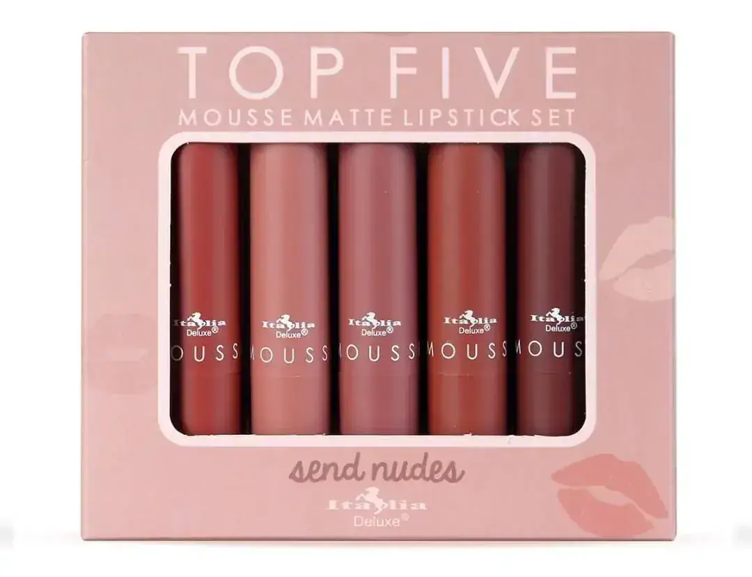 TOP FIVE SET DE 5 LABIALES MATE MOUSSE COLECCIÓN NUDES