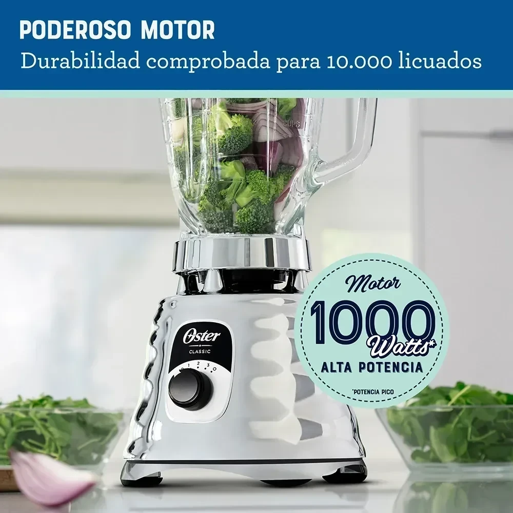 Licuadora Oster Classic  1.25 L cromada con jarra de vidrio 220V 8