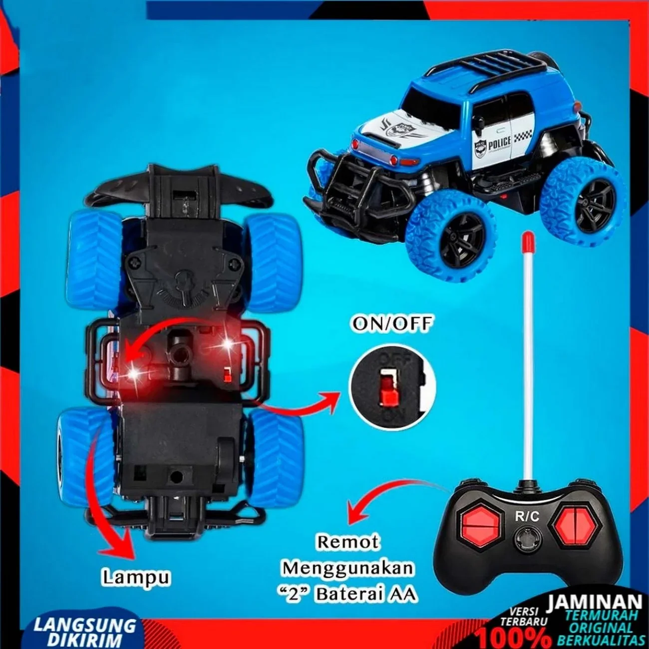Carro Control Remoto Recargable 4x4 Jeep + Baterias Juguete 2