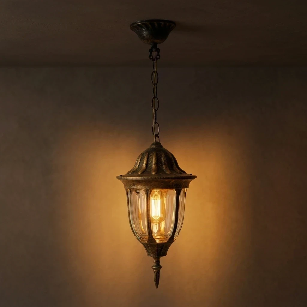FAROL COLGANTE COLONIAL 1L E27 BRONCE ANTIGUO 170X540MM 2