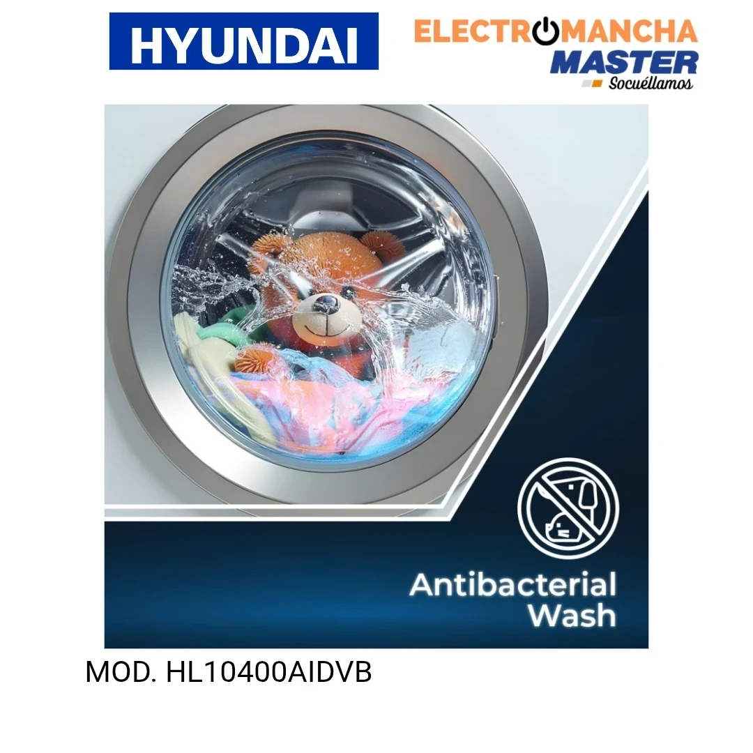 LAVADORA HYUNDAI HL10400AIDVB 10 KILOS 1400 RPM. A  6