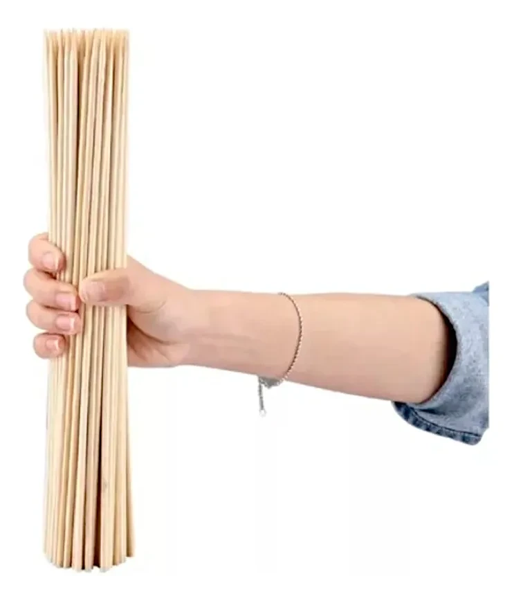 Palos X80 Anticuchos 40cm Brocheta Pincho Papa Bambu 2