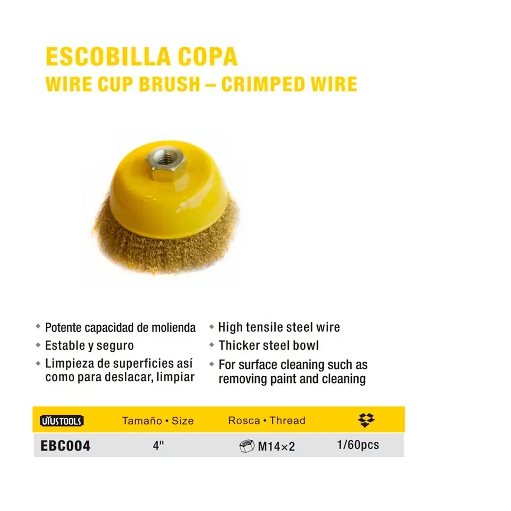 ESCOBILLA COPA ESMERIL UYUST 4" Dorado
