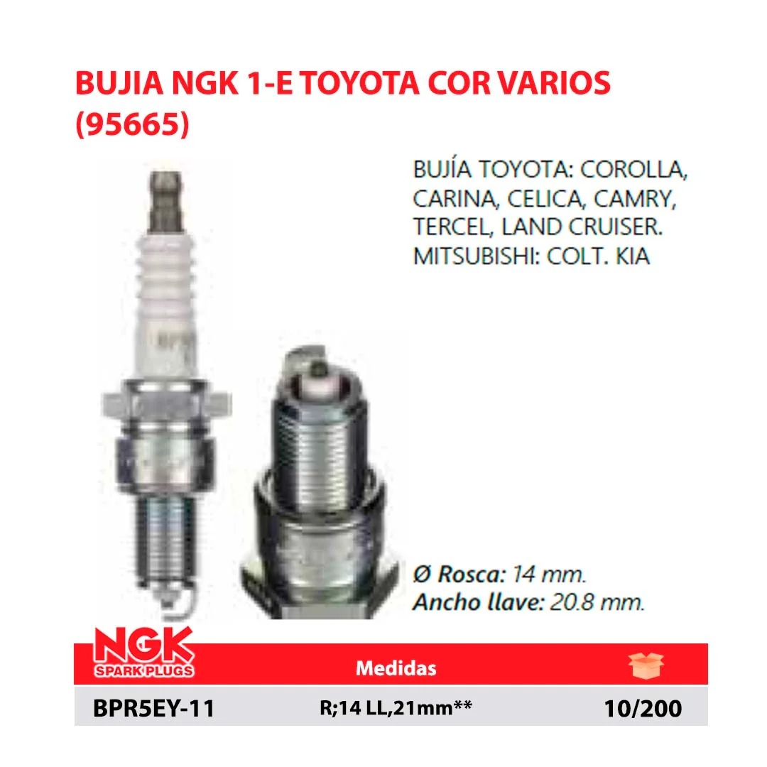 BUJIA NGK 1-E TOYOTA COR VARIOS (95665) R;14 LL,21mm**
