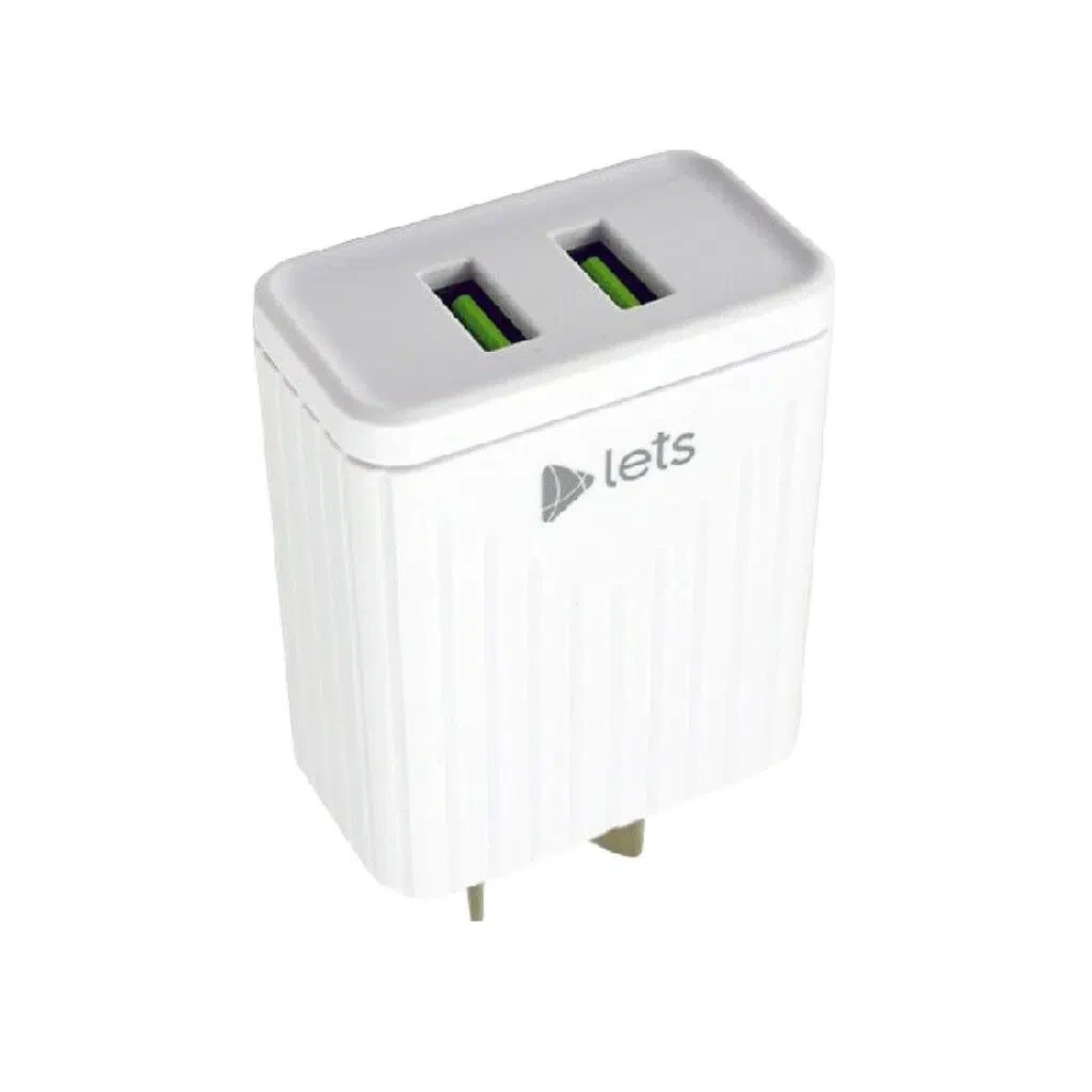 CARGADOR 220V LETS MOD08 – 4,4A – 2 USB + CABLE TIPO C – BLANCO 2