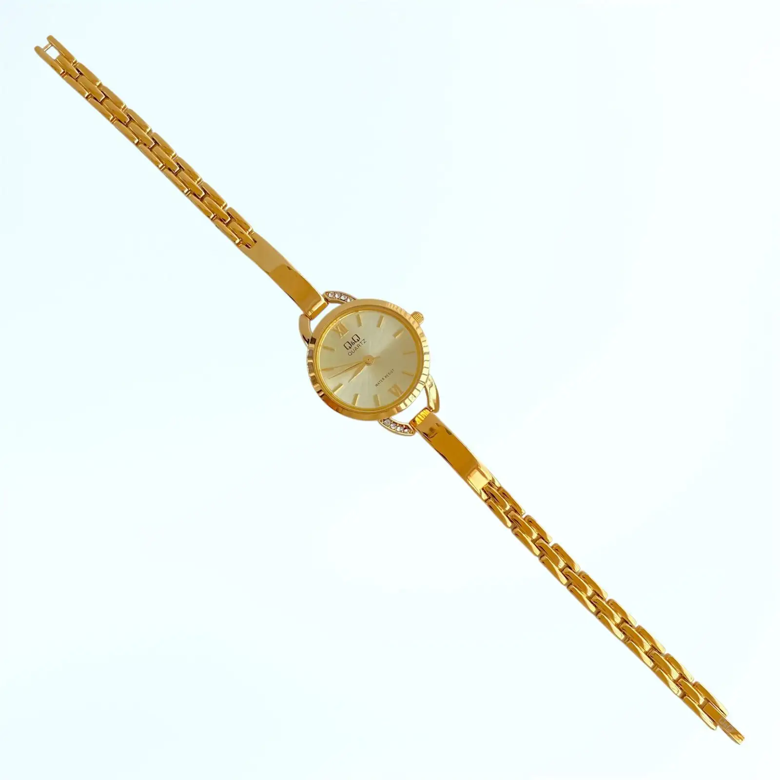 Reloj Q&Q Original Acero Tipo Joyita Dorado Fondo Dorado 3