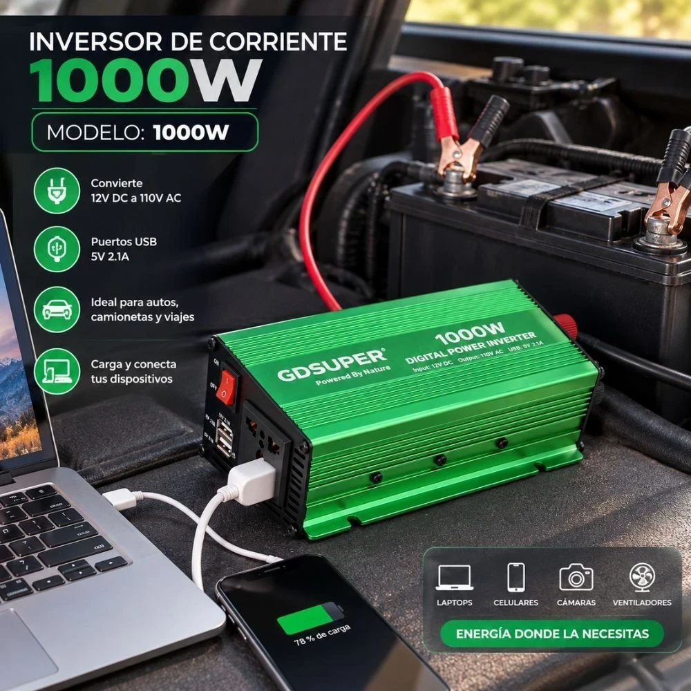 Inversor de corriente 1000W