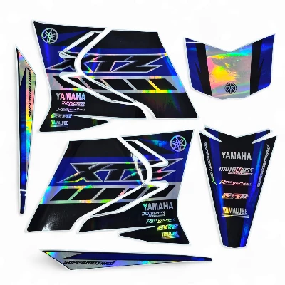 Xtz 125 calcomanias cuadros 2024 tornasol negro con azul