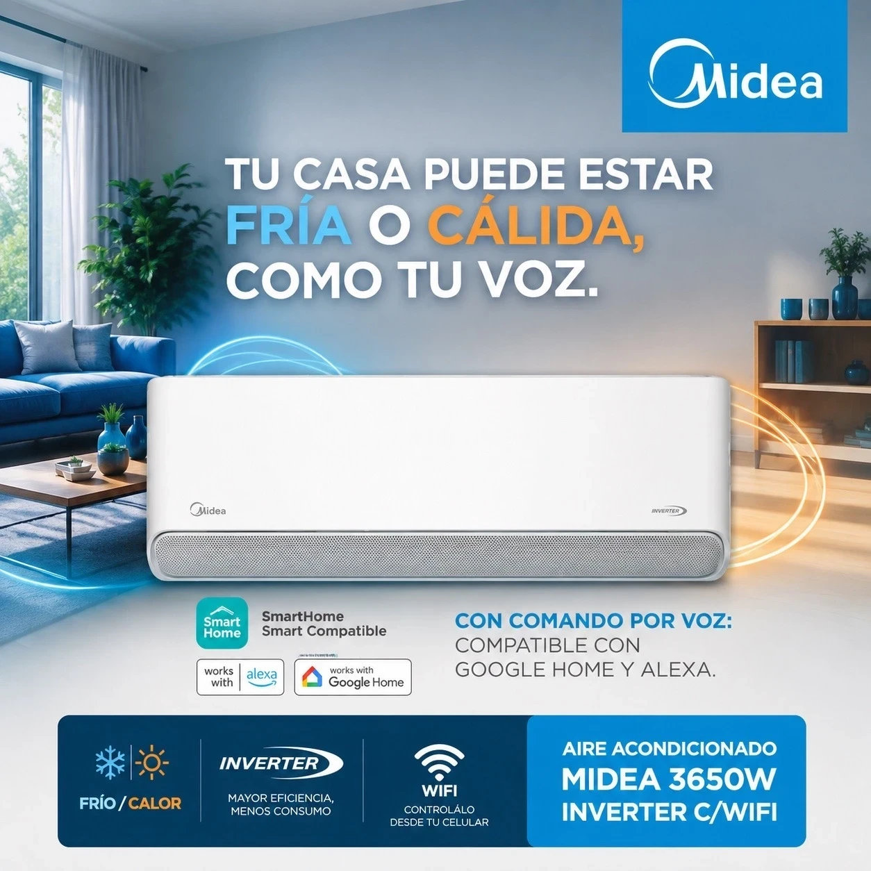 AIRE ACONDICIONADO  MIDEA INVERTER  3650W MSCBIC-12H-N80F WiFi ‼️SOLO POR PEDIDOS ‼️ 
