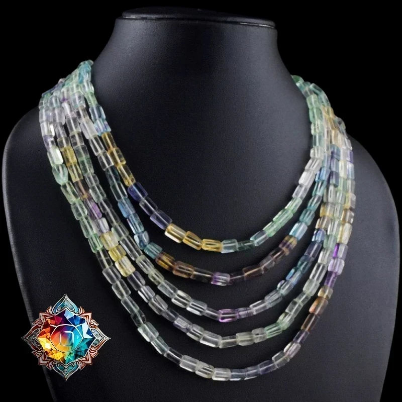 Magnifico collar de fluoritas naturales genuinas 5