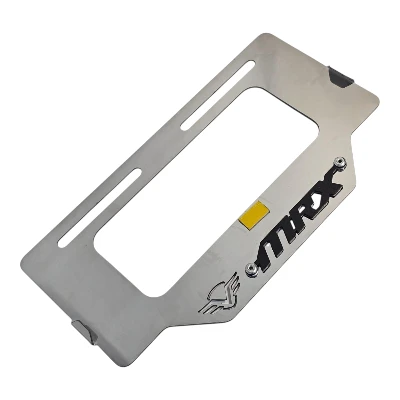 MRX 125 / MRX 150 / MRX 200 / Porta placa acero cromado logo 3d negro ML