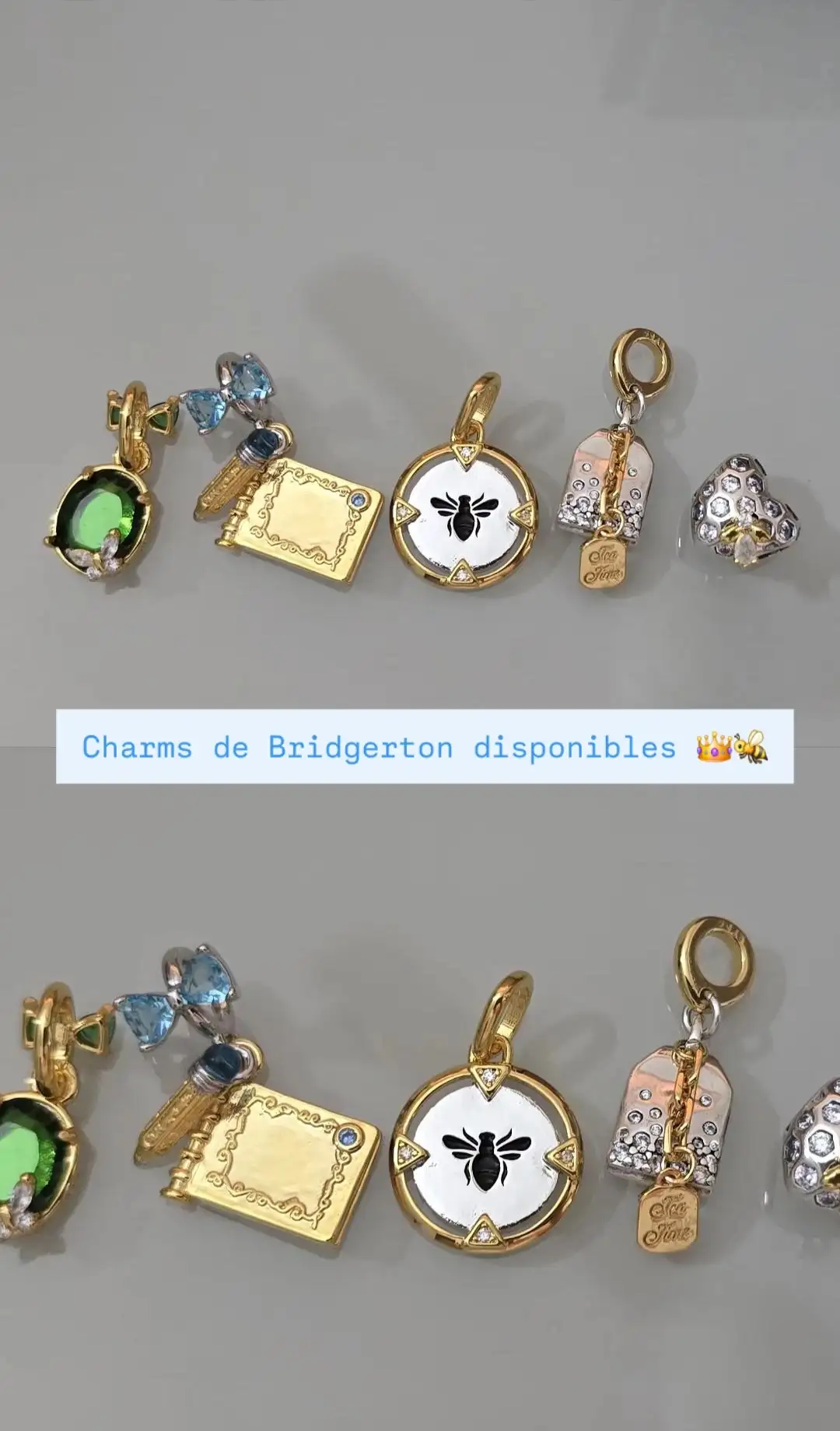 Charms Bridgerton de plata S925 con baño en oro