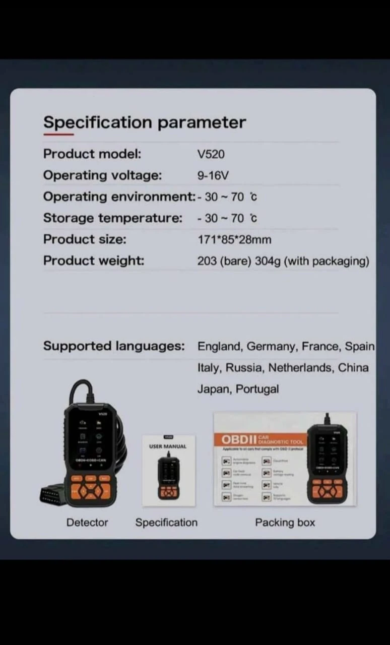 Escáner automotriz V520/ OBD II- Profesional  9