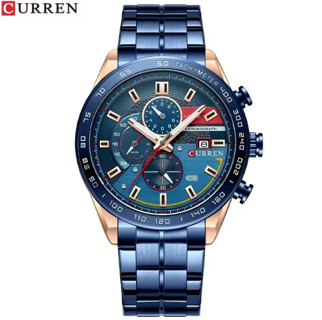 Reloj Curren Original Acero Cronografo 8410 Azul Cobrizo Fondo Azul 2