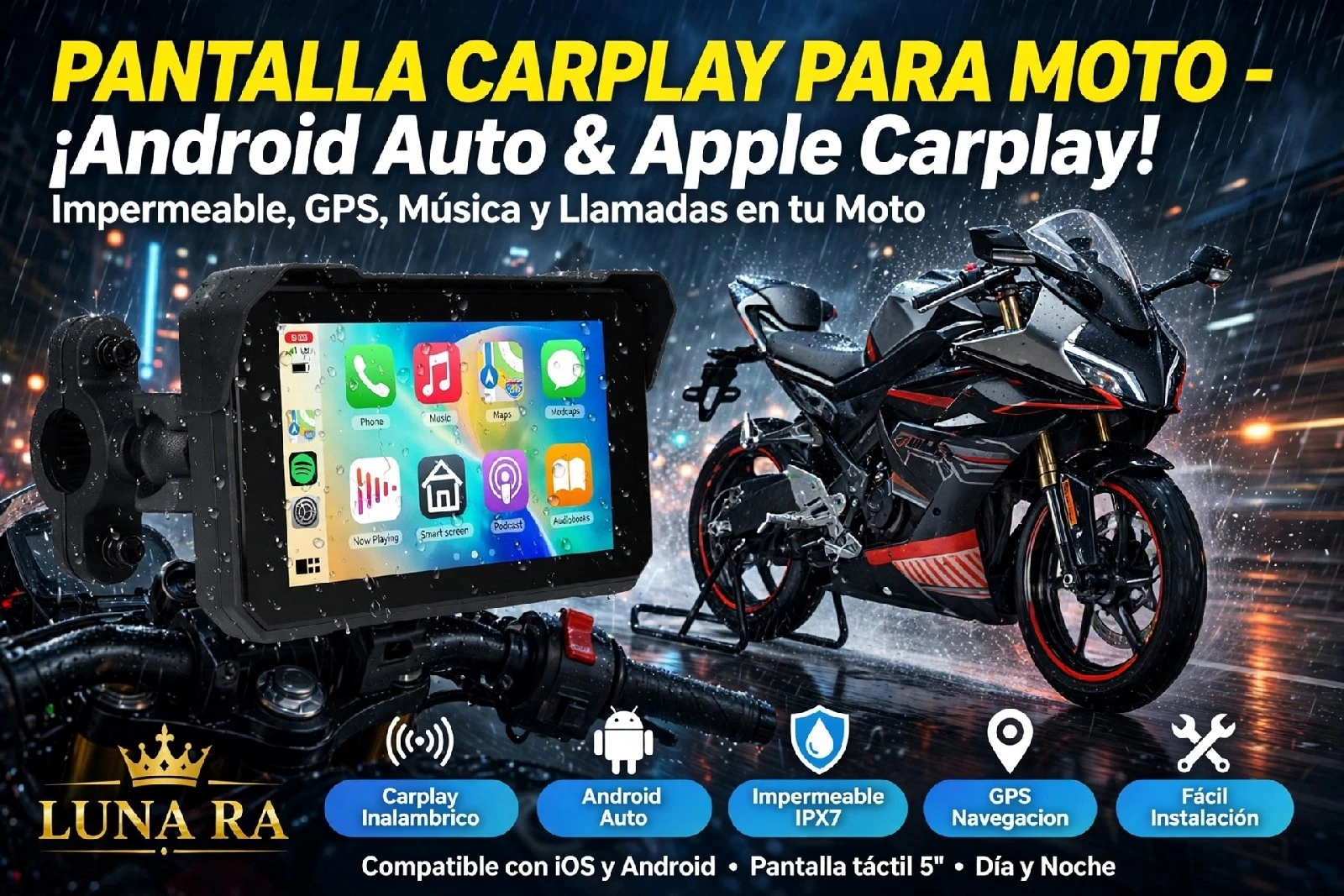PANTALLA CARPLAY DE 5 PULGADAS PARA MOTO