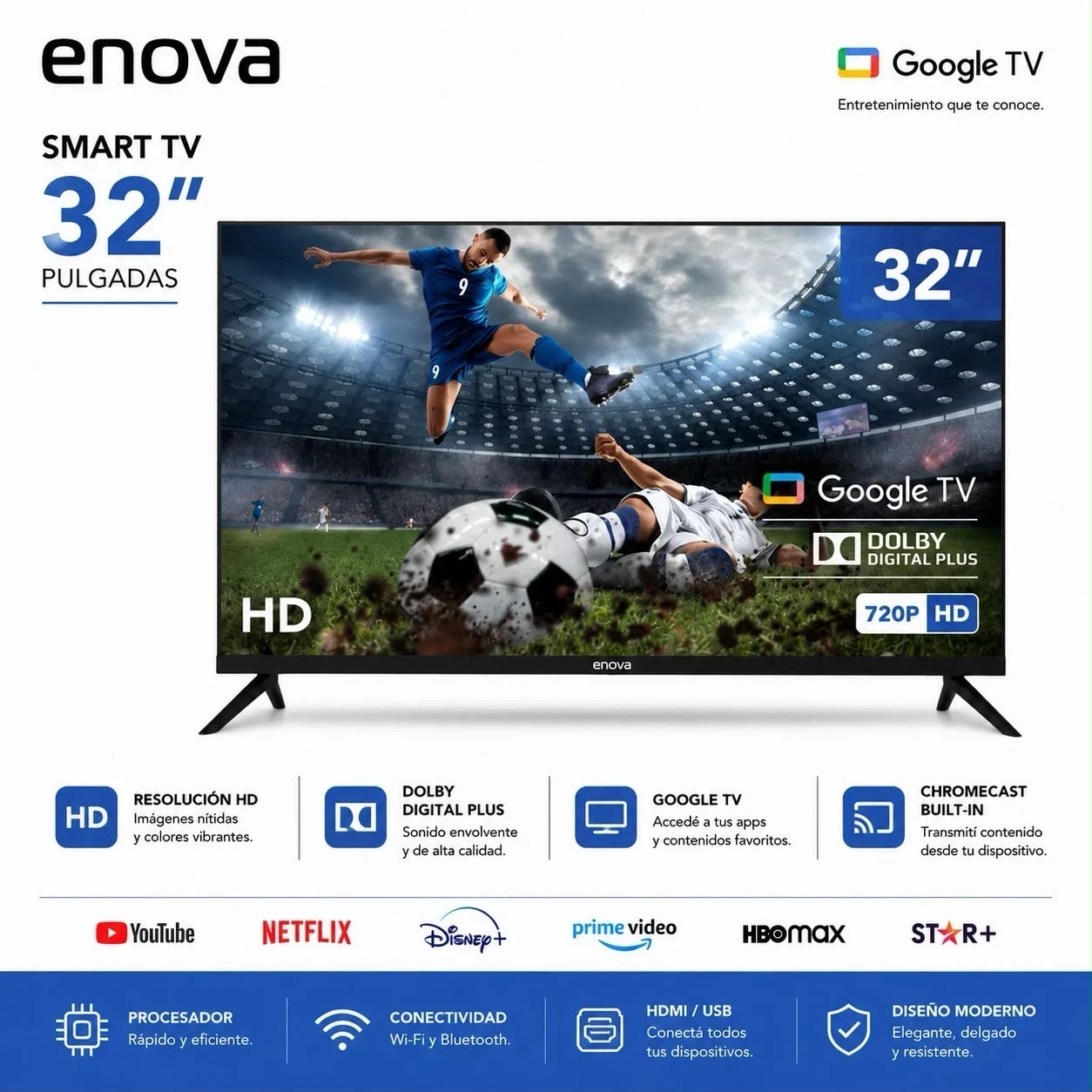 Smart tv Enova 32" GOOGLE TV