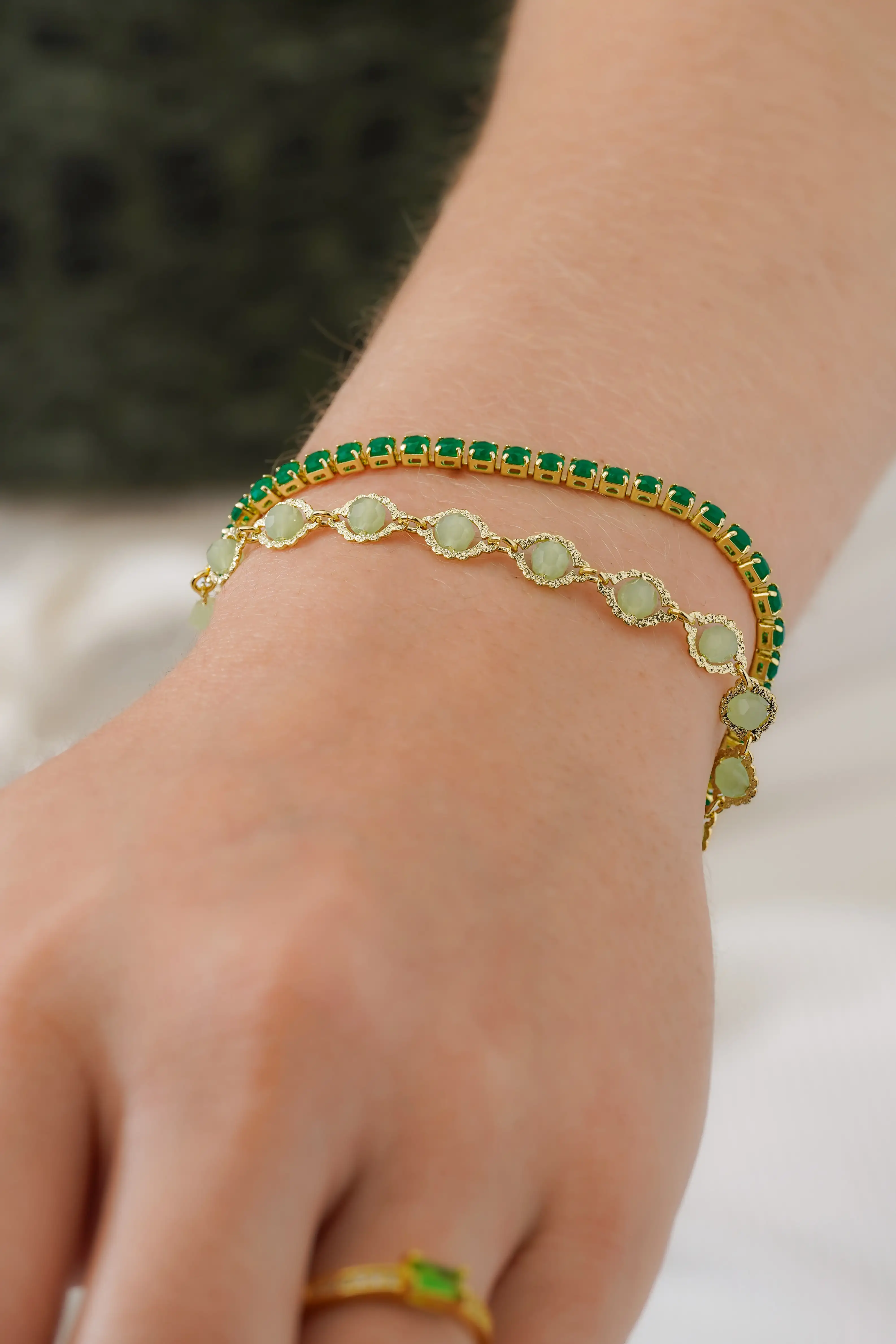 Pulsera Circonias Verde Unisex 16cms + Extensor  3