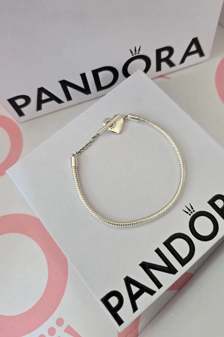 Pandora heart T-bar silver moments bracelet  2
