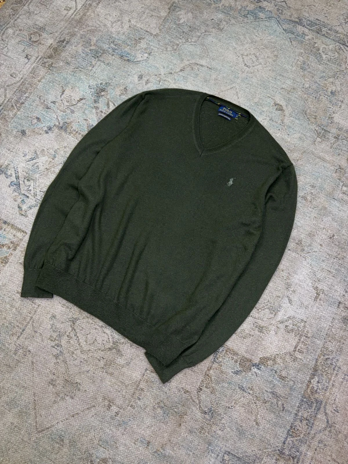 POLO RALPH LAUREN WASHABLE MERINO WOOL V-NECK SWEATER 4