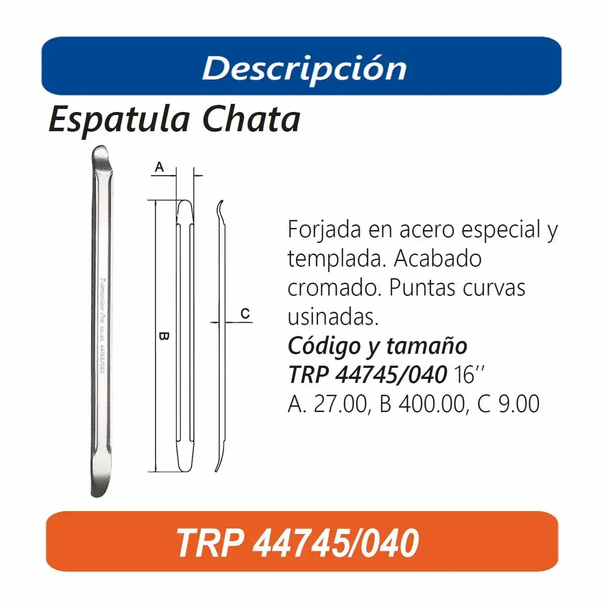 ESPATULA PLANA (Llave p/desllantar) TRM PRO 40 CM