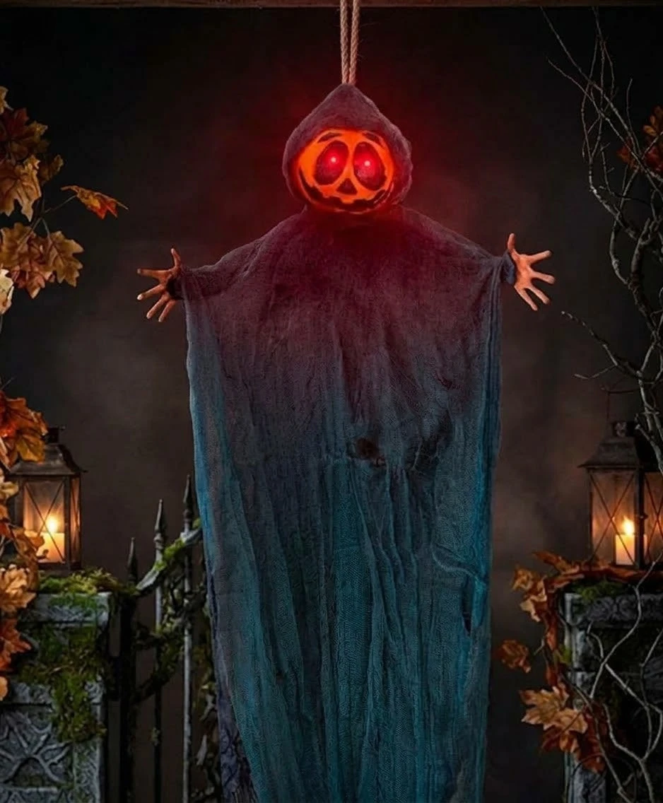 Muñeco colgante articulado calabaza con sensor de sonido 73x150cm 