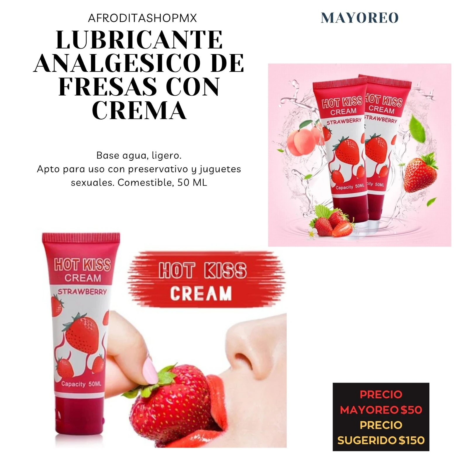 LUBRICANTE ANALGESICO DE FRESAS CON CREMA