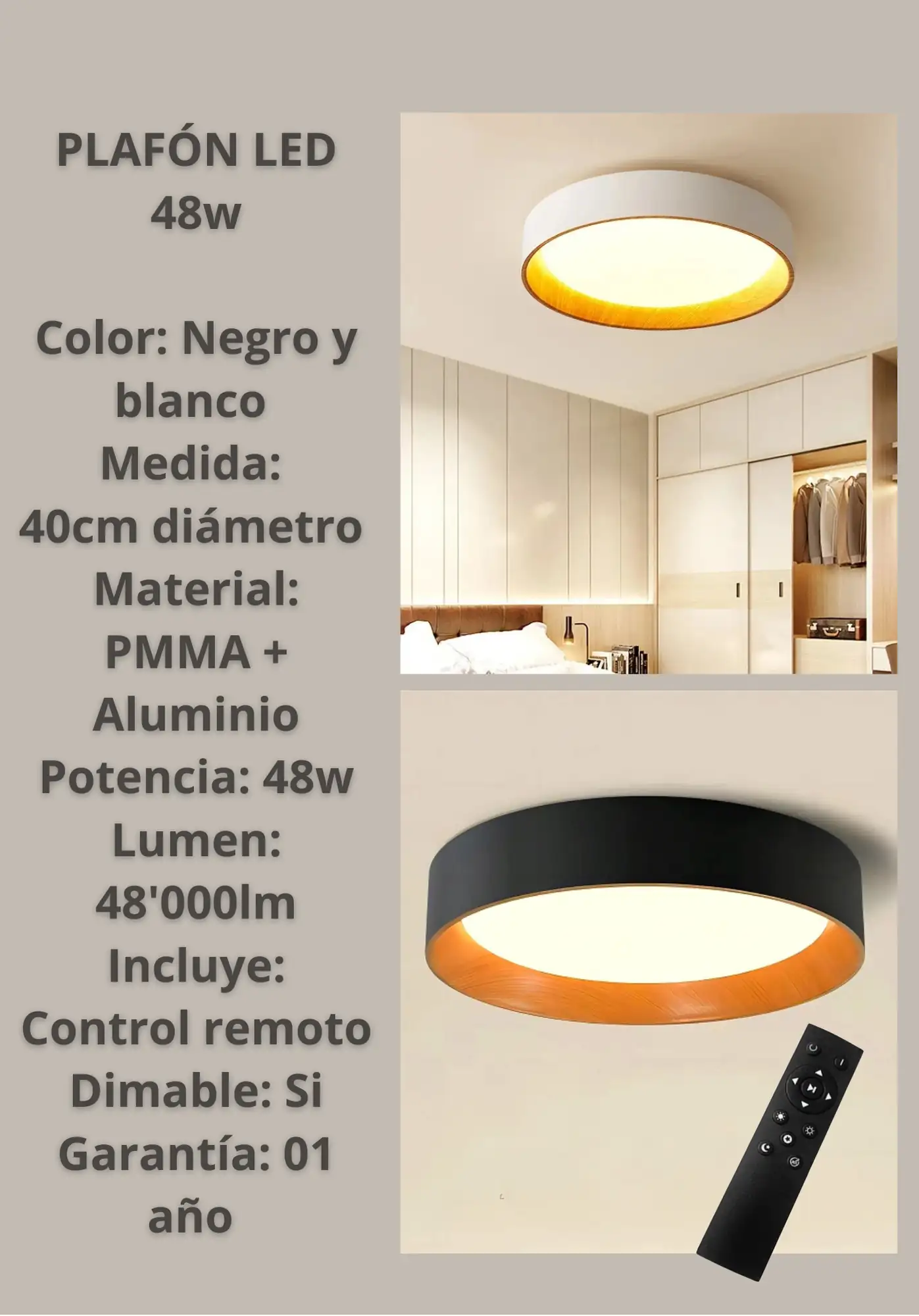 Plafón LED Decorativo 48w  3