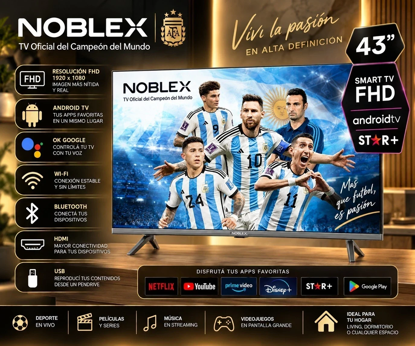 SMART TV NOBLEX 43 C/ANDROID TV CONSULTAR DISPONIBILIDAD CON EL VENDEDOR