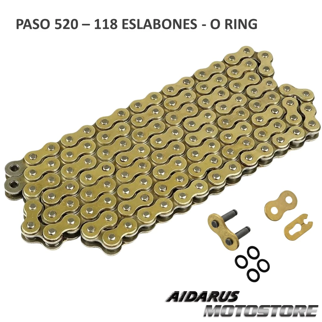 CADENA DE ARRASTRE ORING REFORZADA DORADA 520H - 118 ESLABONES 