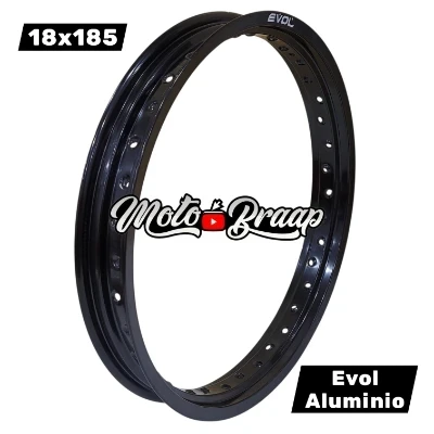 18 x 185 Rin evol redondo aluminio color negro 6,5 cm 36 huecos