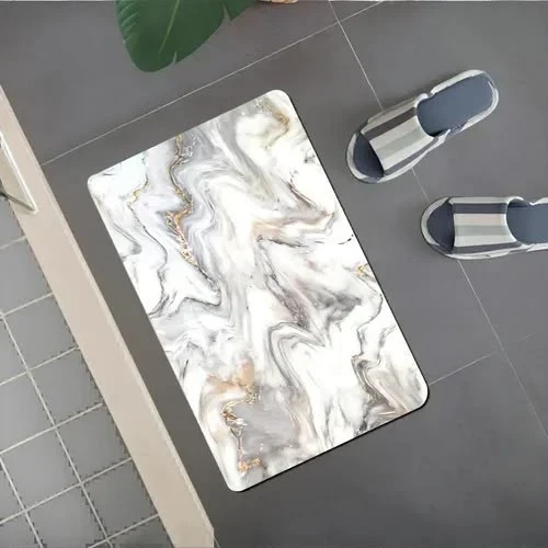 Alfombra de baño símil mármol antideslizante cuadrada*