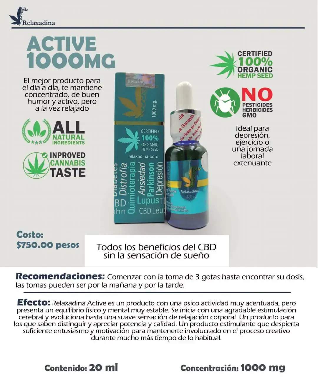 CBD relaxadina active (día) 1000 mg 20 ml