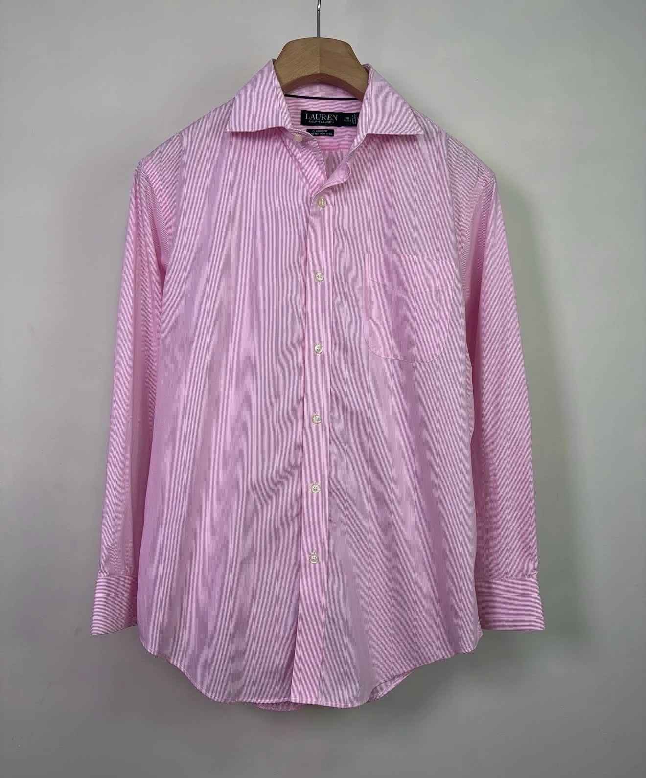 Camisa rosa a rayas LAUREN Ralph Lauren, Classic Fit, Stretch Non-Iron, 