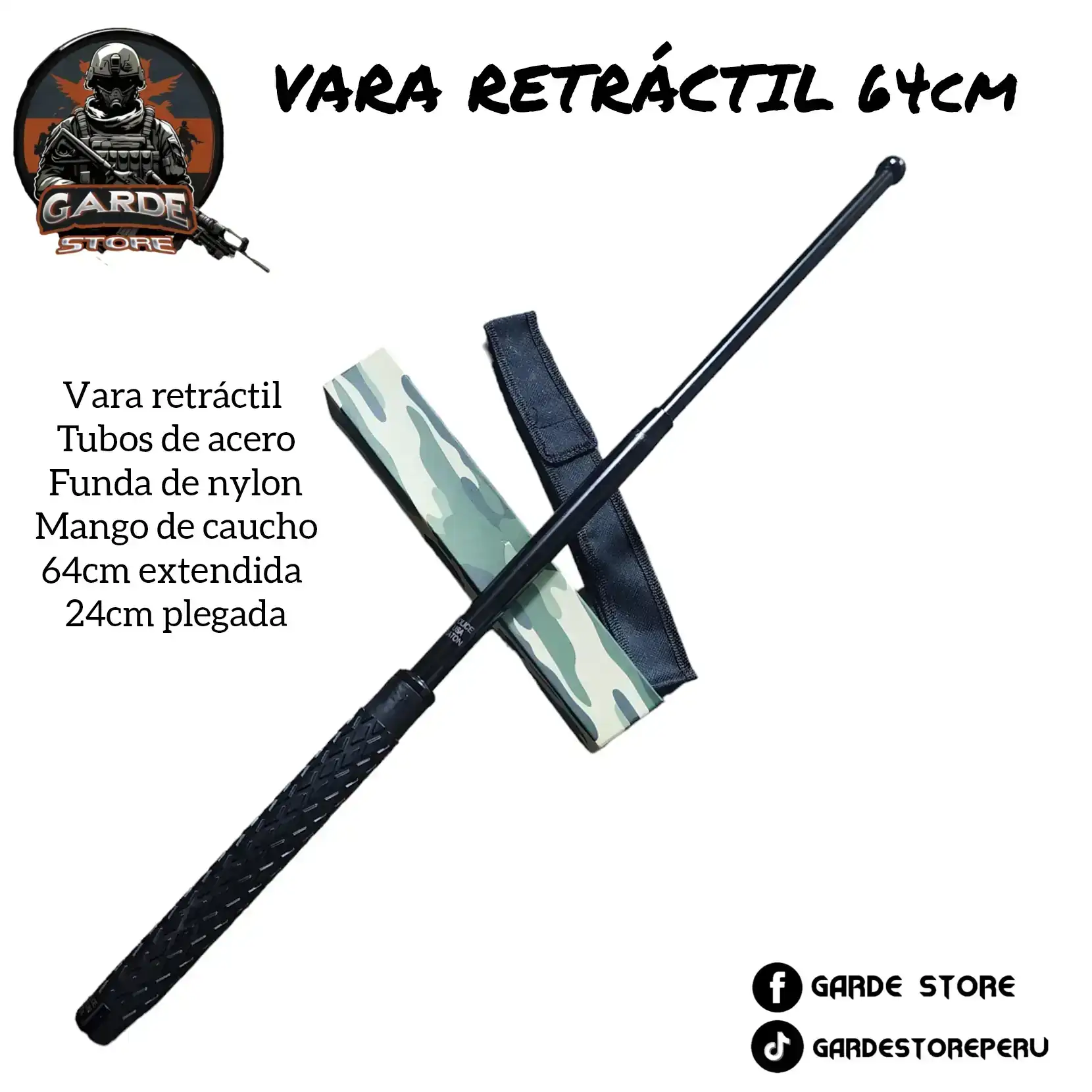 Vara retractil negro 64cm 3