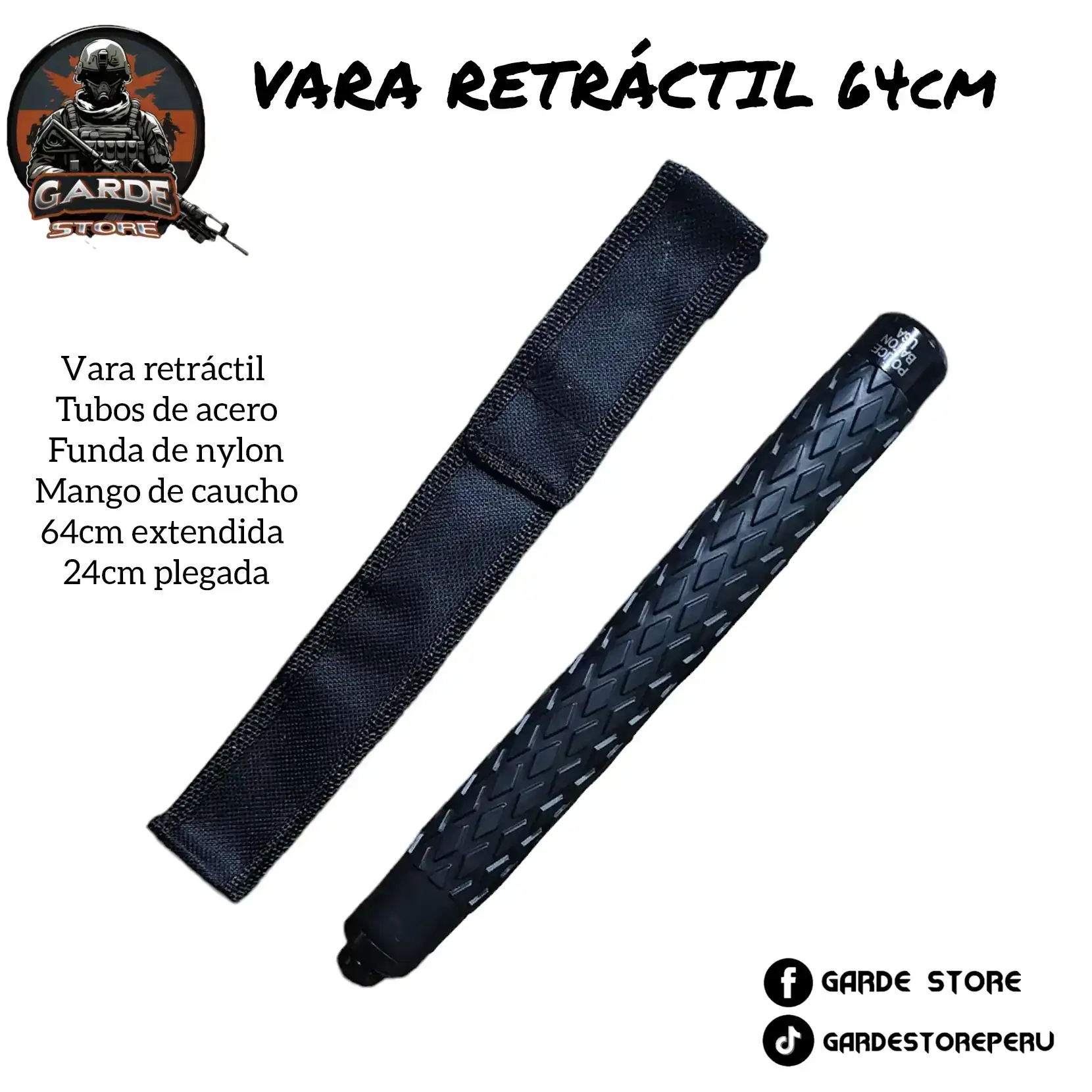 Vara retractil negro 64cm 2