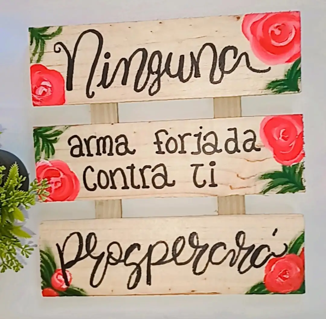 Cuadros artesanales en madera triples con versos 