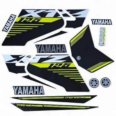 Xtz 125 Calcomanias 2023 negro con blanco lineas amarillo limon